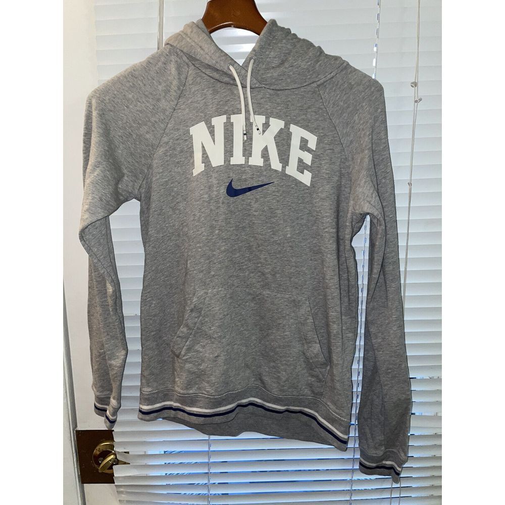Nike‎ Essentials Fleece Pullover Long Sleeve Hoodie Womens XS Gray Blue